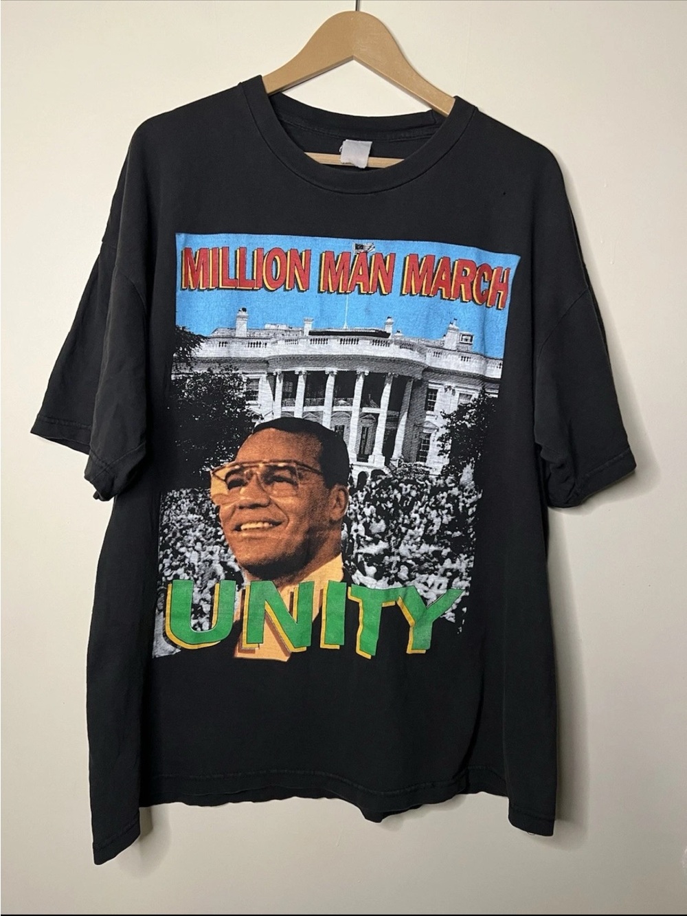 Vintage 90s Million Man March Unity Louis Farrakhan Rap Tee T Shirt 2XL *FLAWS*